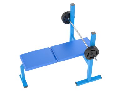 Düz ağırlık bankı arka planda izole. 3d görüntüleme - illüstrasyon