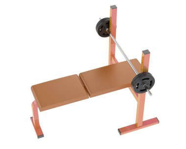 Düz ağırlık bankı arka planda izole. 3d görüntüleme - illüstrasyon