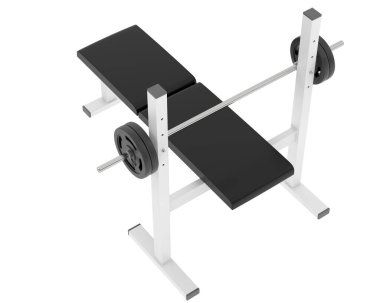 Düz ağırlık bankı arka planda izole. 3d görüntüleme - illüstrasyon