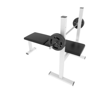 Düz ağırlık bankı arka planda izole. 3d görüntüleme - illüstrasyon