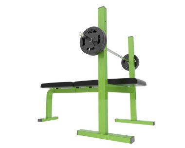 Düz ağırlık bankı arka planda izole. 3d görüntüleme - illüstrasyon