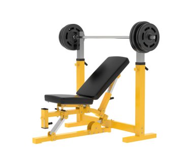 Arka planda ayarlanabilir ağırlık bankı izole edildi. 3d görüntüleme - illüstrasyon