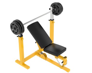 Arka planda ayarlanabilir ağırlık bankı izole edildi. 3d görüntüleme - illüstrasyon