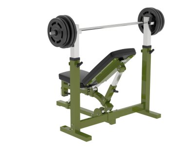 Arka planda ayarlanabilir ağırlık bankı izole edildi. 3d görüntüleme - illüstrasyon