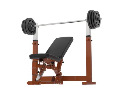 Arka planda ayarlanabilir ağırlık bankı izole edildi. 3d görüntüleme - illüstrasyon