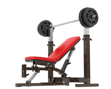 Arka planda ayarlanabilir ağırlık bankı izole edildi. 3d görüntüleme - illüstrasyon