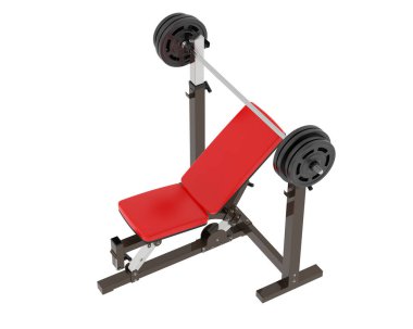 Arka planda ayarlanabilir ağırlık bankı izole edildi. 3d görüntüleme - illüstrasyon