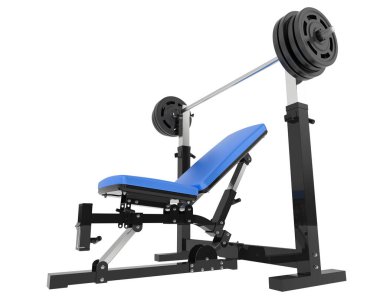 Arka planda ayarlanabilir ağırlık bankı izole edildi. 3d görüntüleme - illüstrasyon