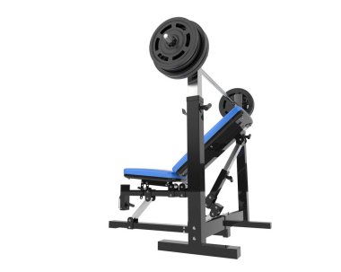 Arka planda ayarlanabilir ağırlık bankı izole edildi. 3d görüntüleme - illüstrasyon