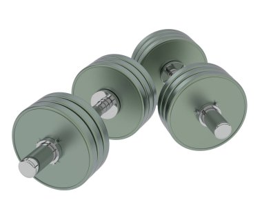 Gerçekçi iki dambıl beyaza izole edilmiş. 