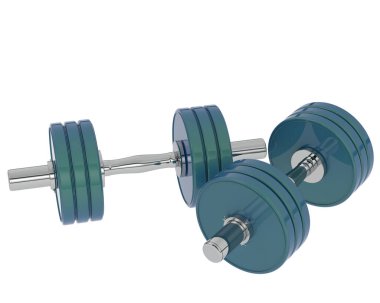 İki yeşil dumbell üzerinde beyaz izole 