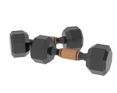 Beyaz üzerine iki siyah dambıl. 