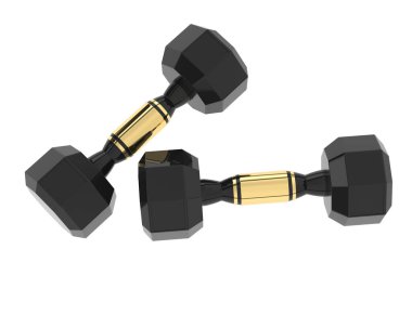 Beyaz üzerine iki siyah dambıl. 