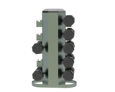 Arka planda halterleri olan ağırlık ağacı. 3d görüntüleme - illüstrasyon