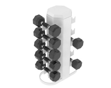 Arka planda halterleri olan ağırlık ağacı. 3d görüntüleme - illüstrasyon