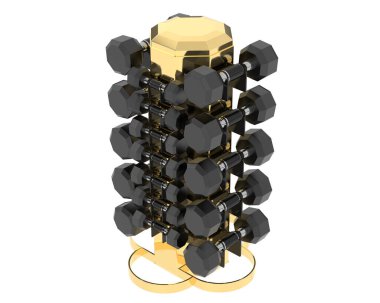 Arka planda halterleri olan ağırlık ağacı. 3d görüntüleme - illüstrasyon