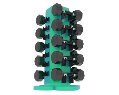 Arka planda halterleri olan ağırlık ağacı. 3d görüntüleme - illüstrasyon