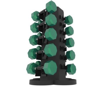 Arka planda halterleri olan ağırlık ağacı. 3d görüntüleme - illüstrasyon