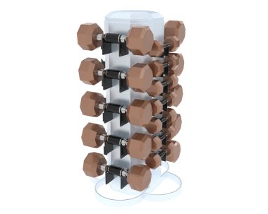 Arka planda halterleri olan ağırlık ağacı. 3d görüntüleme - illüstrasyon