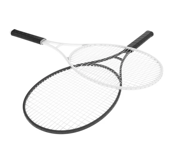 两个网球拍在白色上隔离的3D插图 — 图库照片