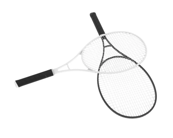 Beyaz Üzerine Izole Edilmiş Iki Tenis Raketinin Çizimi — Stok fotoğraf