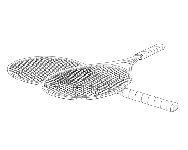 Illustration Deux Raquettes Tennis Isolées Sur Fond Blanc — Photo