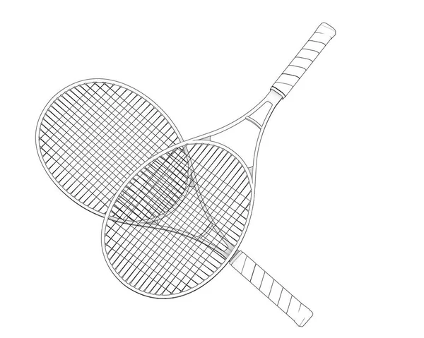 Illustrazione Due Racchette Tennis Isolate Bianco — Foto Stock