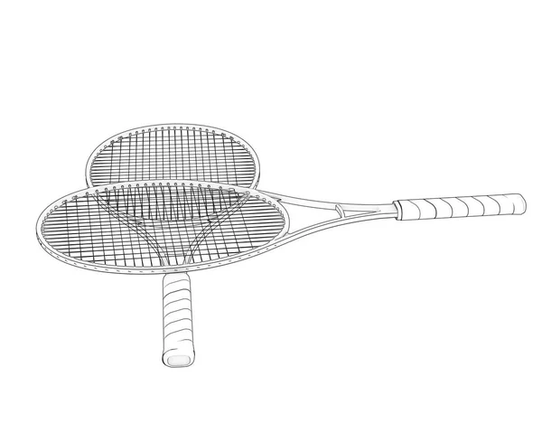白で隔離された2つのテニスラケットの3Dイラスト — ストック写真
