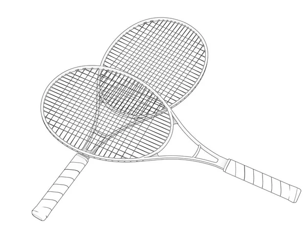 Απεικόνιση Δύο Ρακετών Τένις Που Απομονώνονται Λευκό — Φωτογραφία Αρχείου