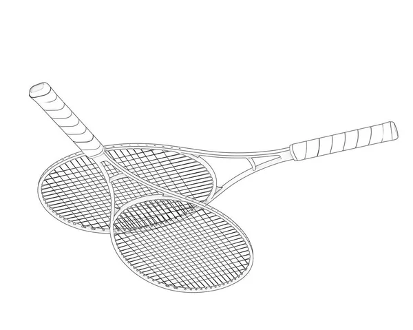 Illustration Two Tennis Rackets Isolated White — Stock Photo, Image