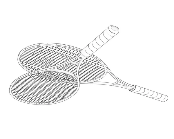 Ilustración Dos Raquetas Tenis Aisladas Blanco —  Fotos de Stock
