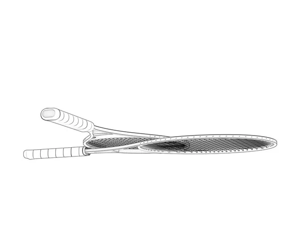 Ilustrace Dvou Tenisových Raket Izolovaných Bílém — Stock fotografie