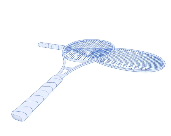 Illustration Von Zwei Tennisschlägern Isoliert Auf Weiß — Stockfoto
