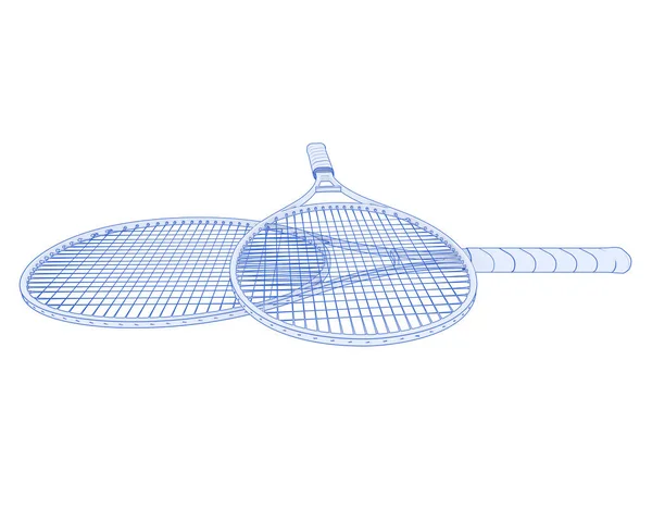Ілюстрація Двох Тенісних Ракет Ізольовані Білому — стокове фото
