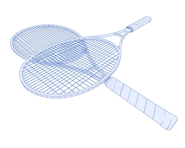 Illustration Två Tennisracketar Isolerade Vitt — Stockfoto
