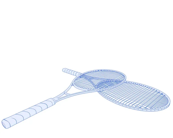 Illusztráció Két Tenisz Ütő Elszigetelt Fehér — Stock Fotó