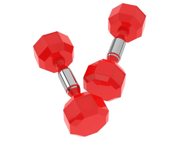 Illustratie Van Twee Rode Duimbellen Geïsoleerd Wit — Stockfoto
