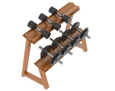 Beyaz arkaplanda halterli jimnastik sehpası