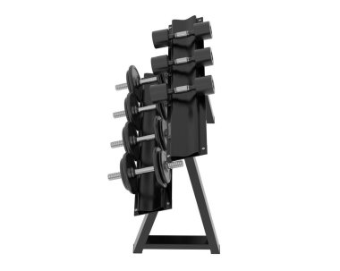 Beyaz arkaplanda halterli jimnastik sehpası