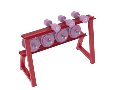 Beyaz arkaplanda halterli jimnastik sehpası