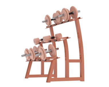 Beyaz arka planda halterli 3D spor masası..