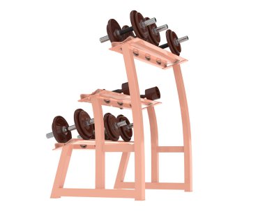 Beyaz arka planda halterli 3D spor masası..