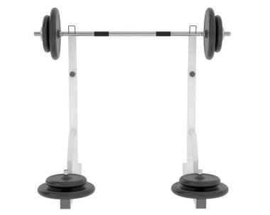 Beyaz arkaplanda izole edilmiş şık spor salonu bankı