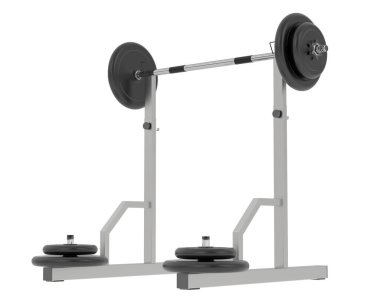 Beyaz arkaplanda izole edilmiş şık spor salonu bankı