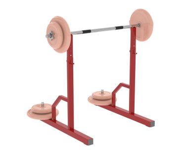 Beyaz arkaplanda izole edilmiş şık spor salonu bankı