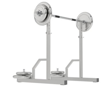 Beyaz arkaplanda izole edilmiş şık spor salonu bankı