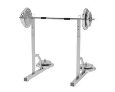 Beyaz arkaplanda izole edilmiş şık spor salonu bankı