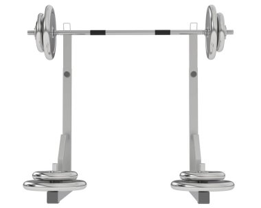 Beyaz arkaplanda izole edilmiş şık spor salonu bankı