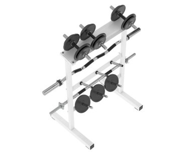 Beyaz arkaplanda izole edilmiş şık spor salonu bankı