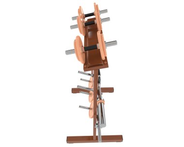 Spor masası, beyaz arka planda izole edilmiş spor aletleri.